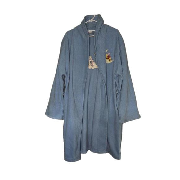 Vintage 90s Disney Winnie The Pooh Piglet Embroidered Baby Blue Bath Robe READ - Picture 1 of 9